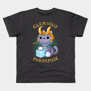 Glorious Purrrpose - Loki cat variant - Kneel Kids T-Shirt